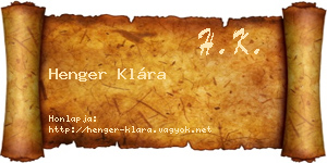 Henger Klára névjegykártya